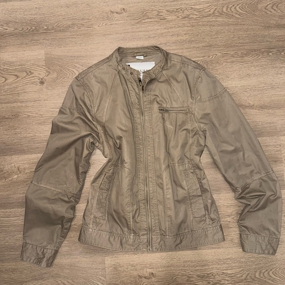 Vintage Y2K 100% Cotton Bomber Lightweight Zip Tan Brown Jacket Size Small - Picture 3 of 16